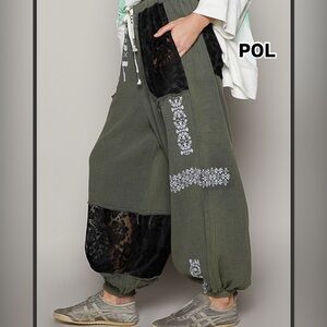 POL Women's Olive Green Boho Pants